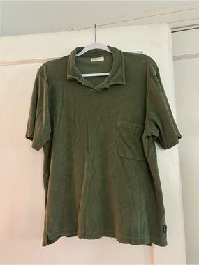 Universal Works Olive Green Terry Cloth Polo